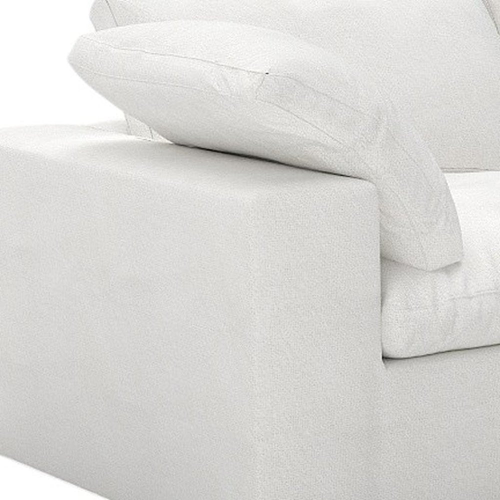 White Linen Blend Modular Sofa with Toss Pillows - 120-inch