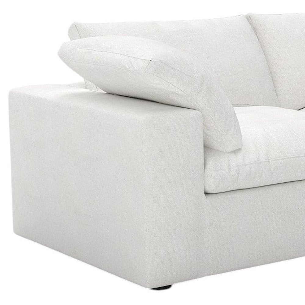 White Linen Blend Modular Sofa with Toss Pillows - 120-inch