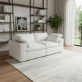 White Linen Blend Modular Loveseat and Toss Pillows - 80-inch