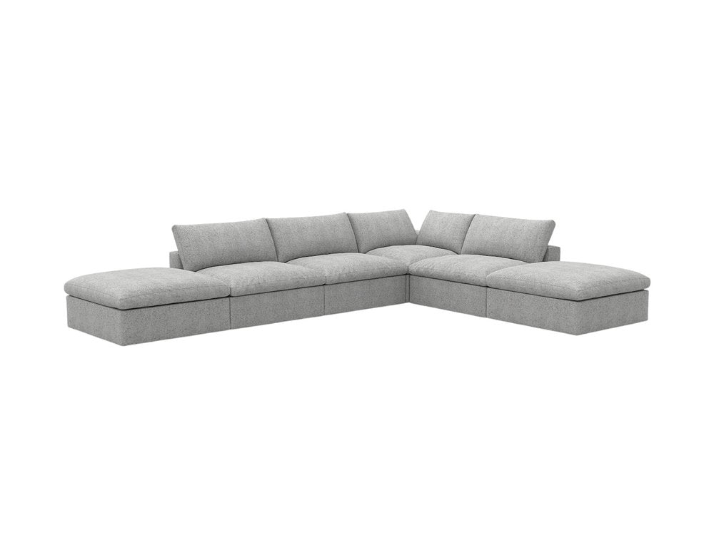 Light Gray Linen Blend Modular Armless Sofa with Ottomans and Storage