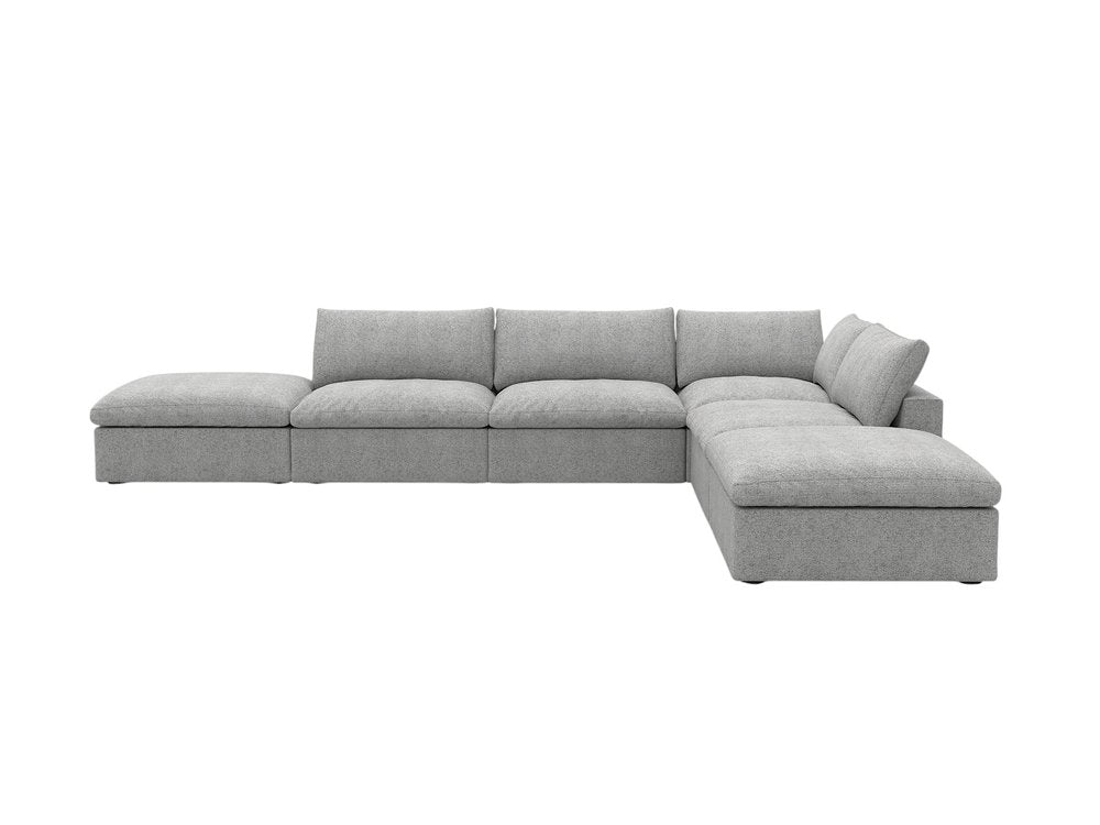 Light Gray Linen Blend Modular Armless Sofa with Ottomans and Storage