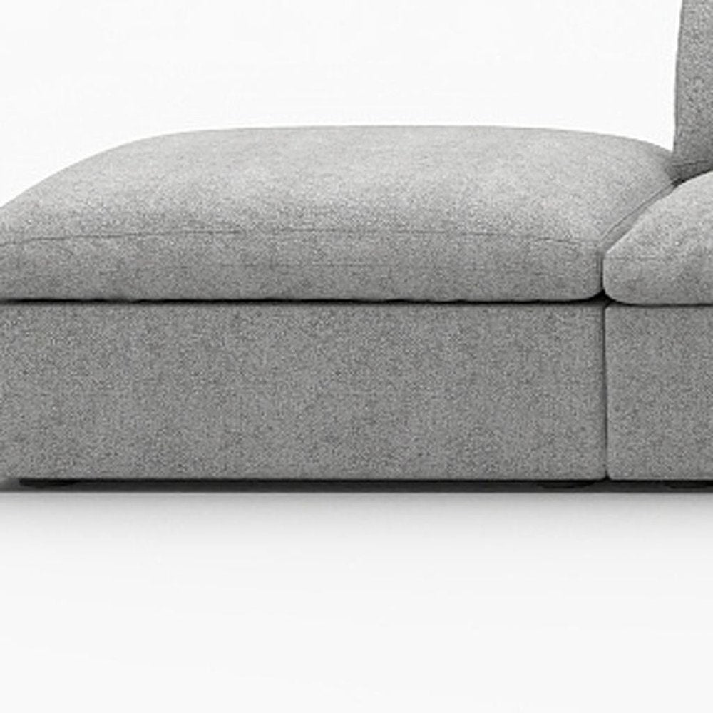 Light Gray Linen Blend Modular Armless Sofa with Ottomans and Storage