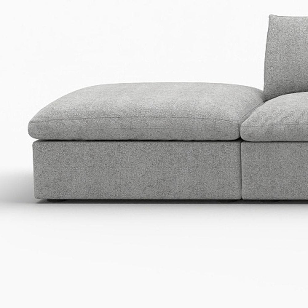 Light Gray Linen Blend Modular Armless Sofa with Ottomans and Storage