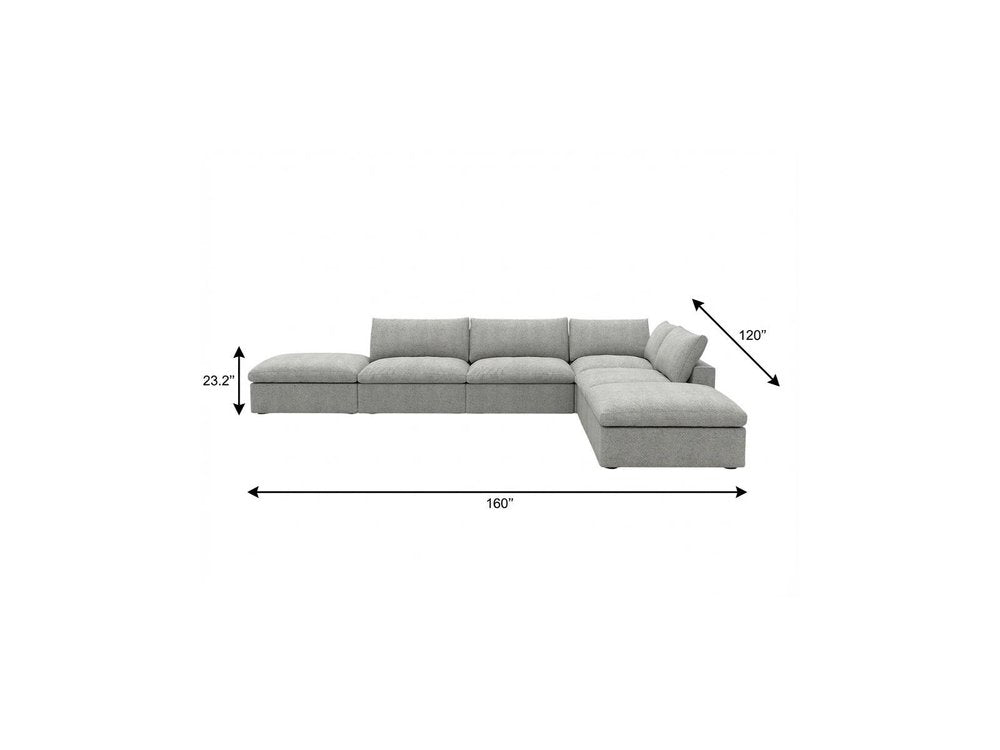 Light Gray Linen Blend Modular Armless Sofa with Ottomans and Storage