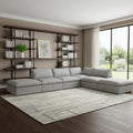 Light Gray Linen Blend Modular Armless Sofa with Ottomans and Storage