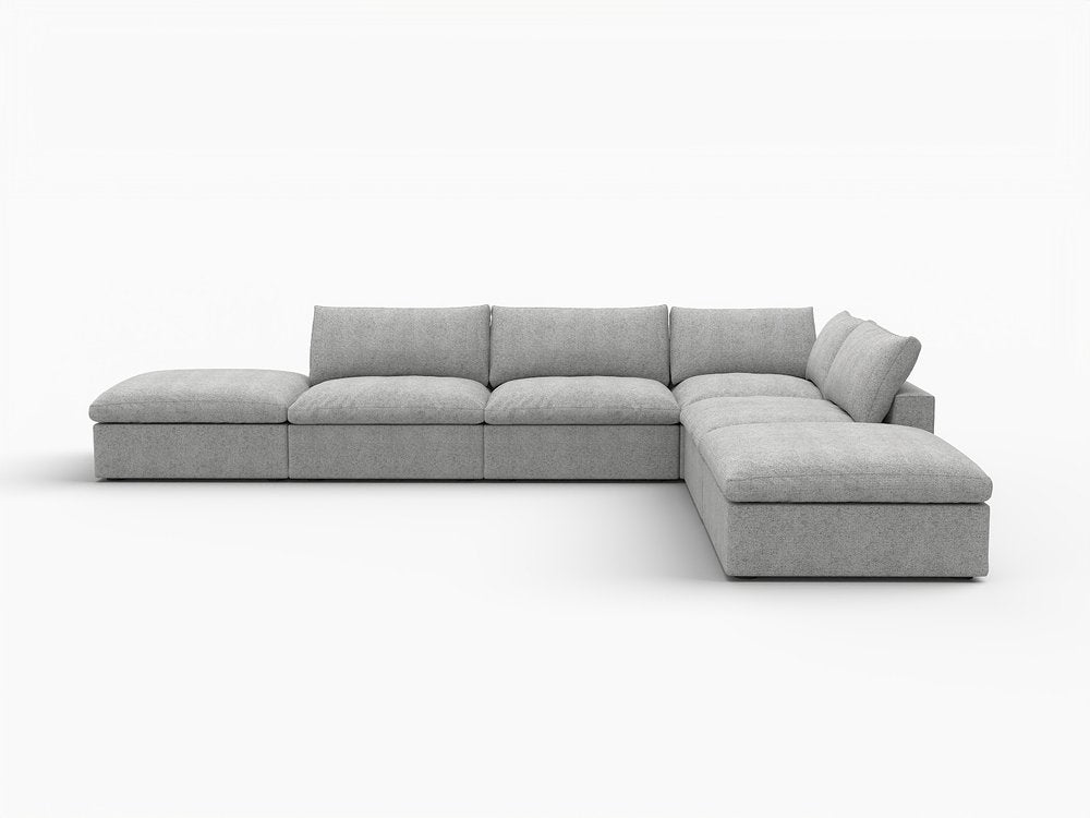 Light Gray Linen Blend Modular Armless Sofa with Ottomans and Storage