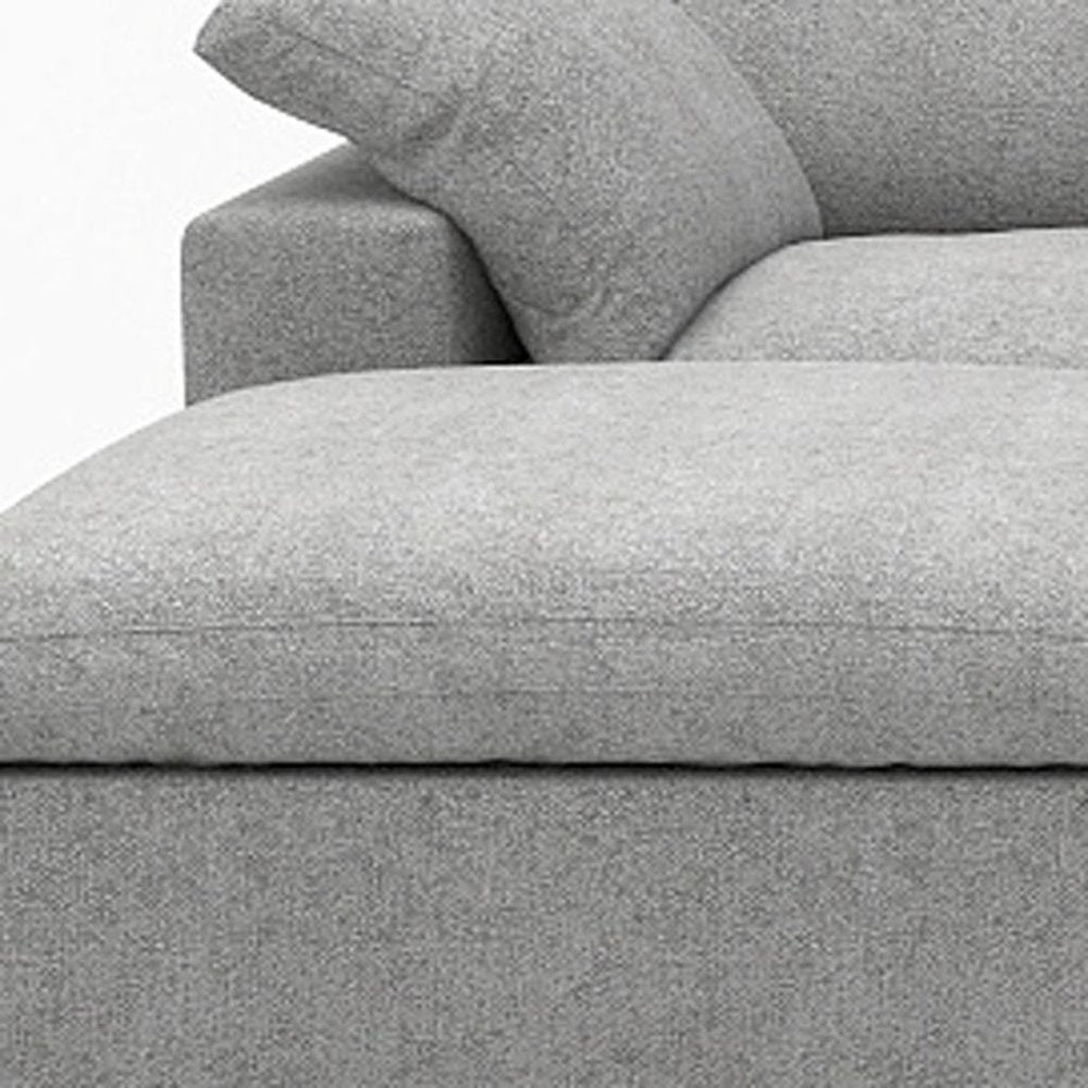Black Linen Blend Modular Sofa with Ottomans Toss Pillows and Storage