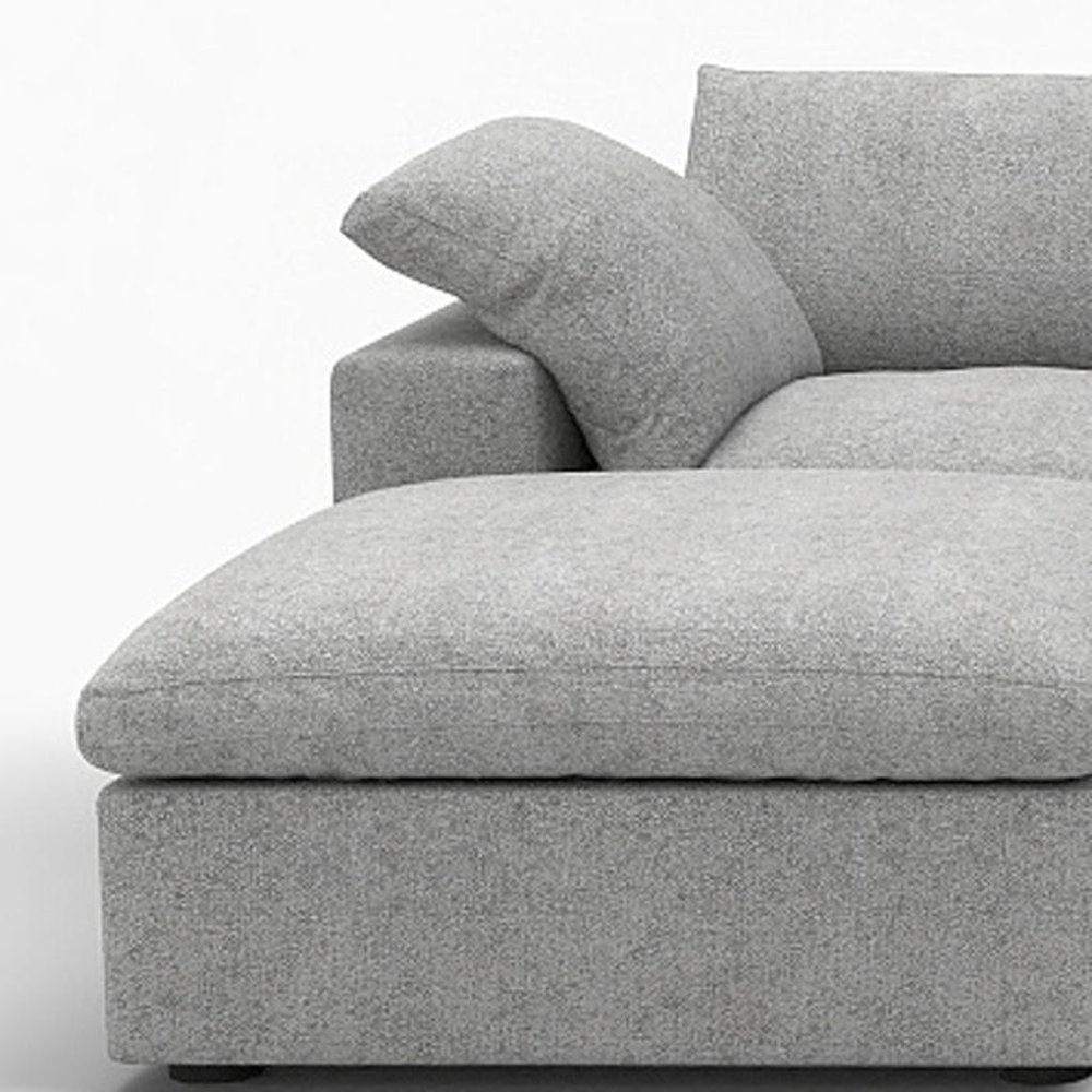 Black Linen Blend Modular Sofa with Ottomans Toss Pillows and Storage