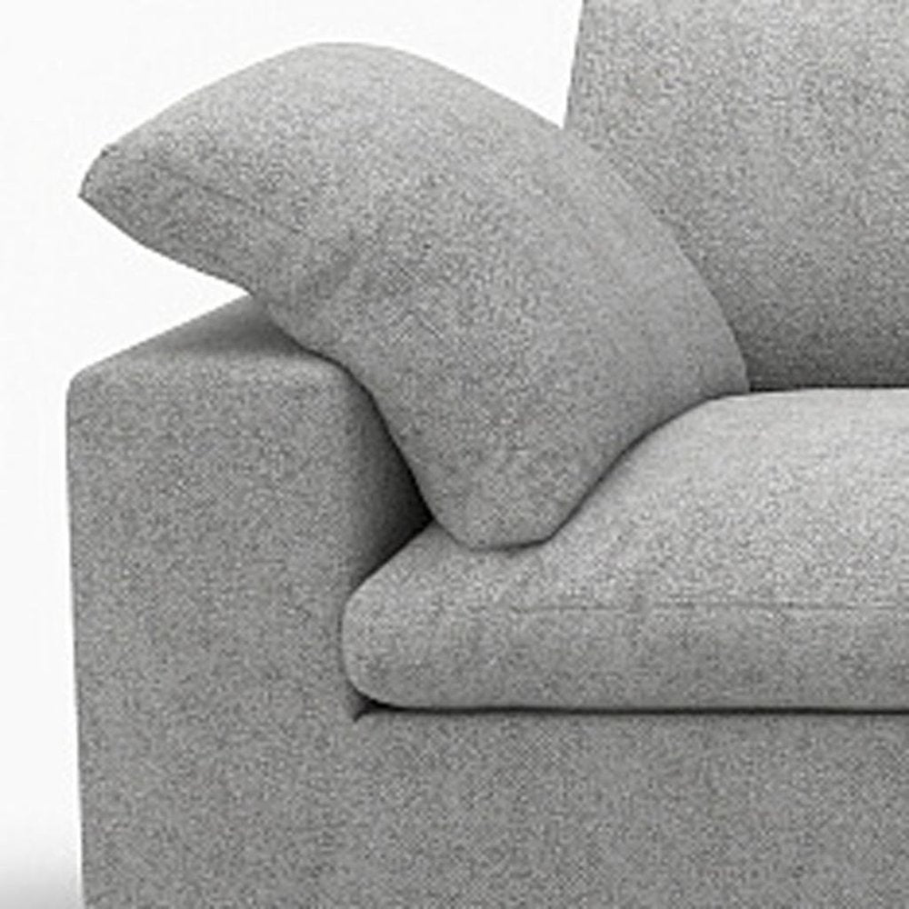 White Linen Blend Modular Sofa with Toss Pillows - 160-inch