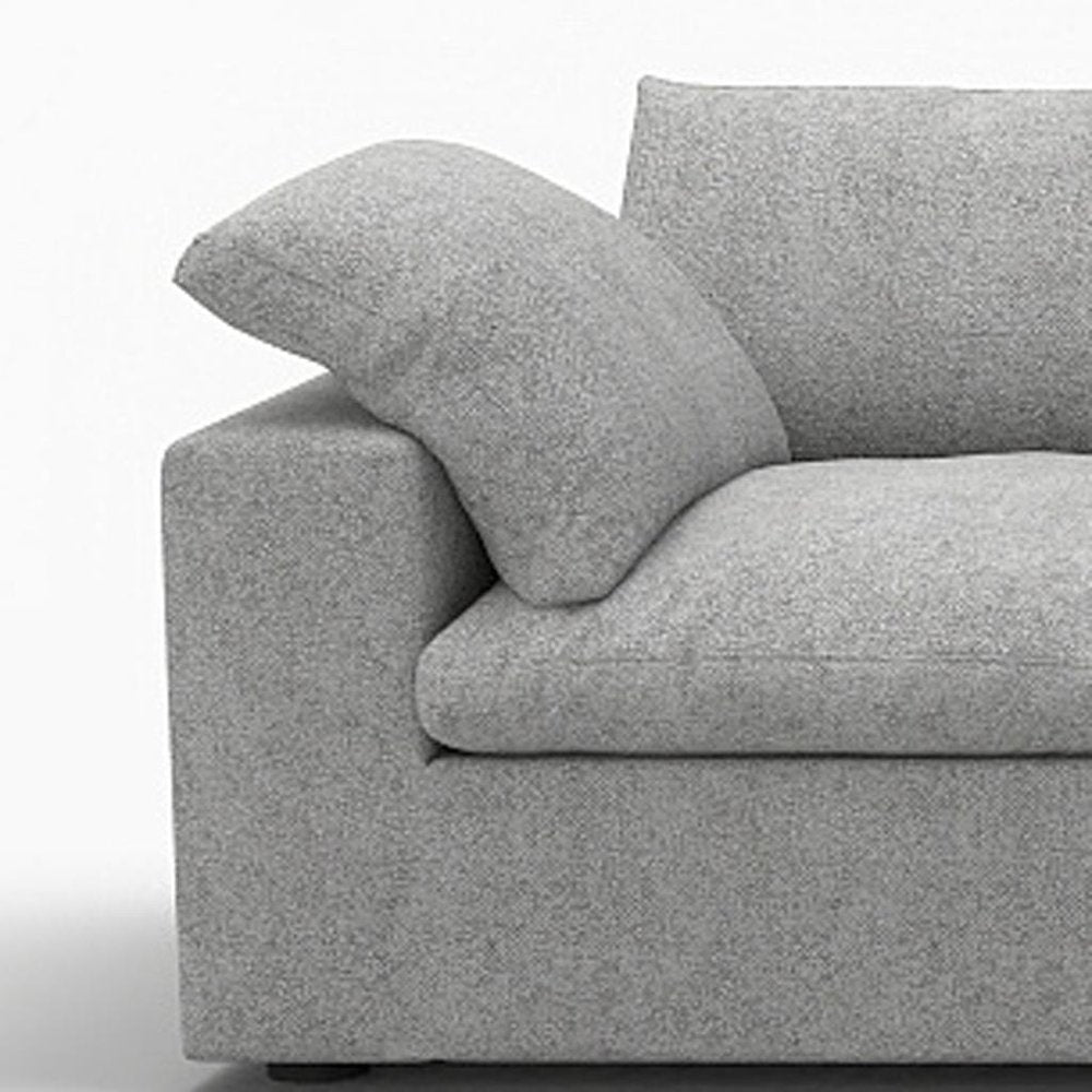 White Linen Blend Modular Sofa with Toss Pillows - 160-inch