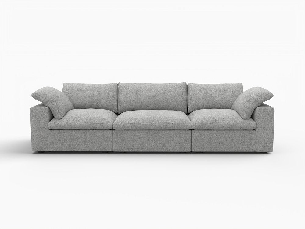 Light Gray Linen Blend Modular Sofa with Toss Pillows - 120-inch