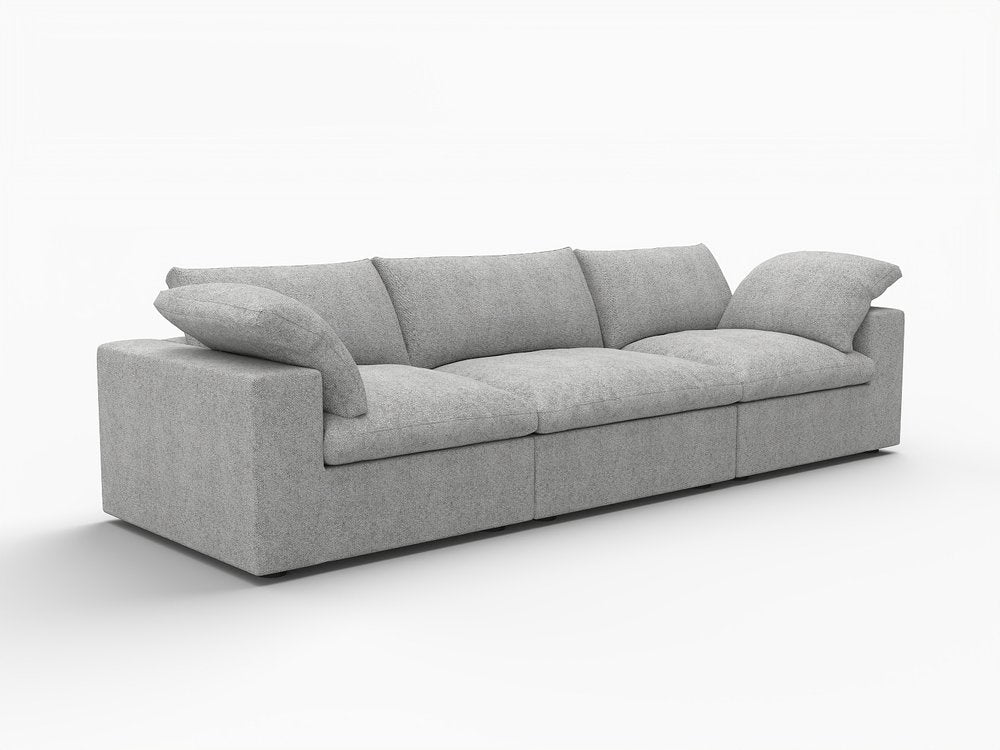 Light Gray Linen Blend Modular Sofa with Toss Pillows - 120-inch