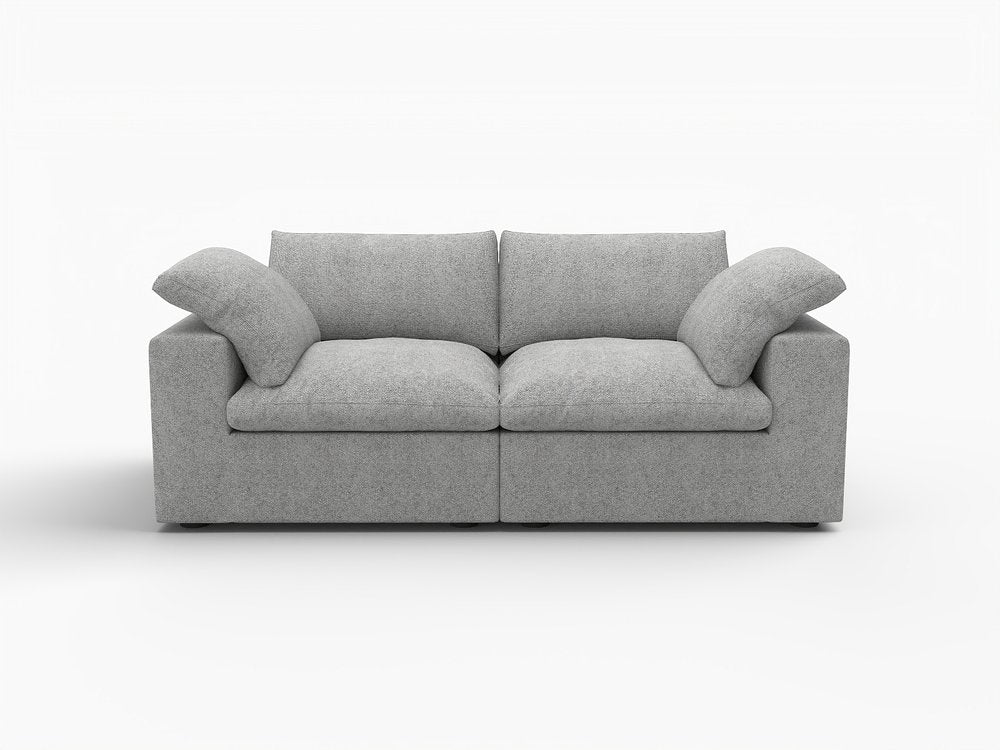 White Linen Blend Modular Loveseat and Toss Pillows - 80-inch