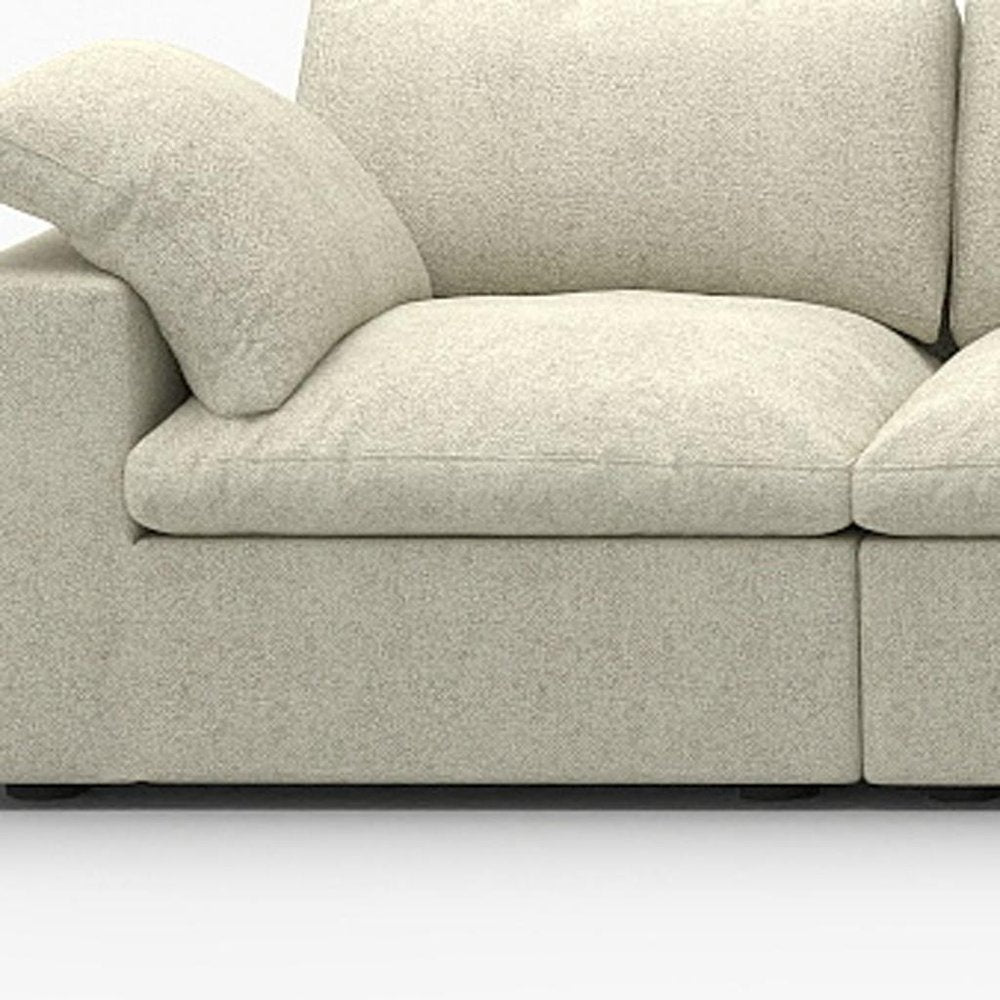 Khaki Linen Blend Modular Sofa with Ottoman and Toss Pillows - 160-inch