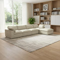 Khaki Linen Blend Modular Sofa with Ottoman and Toss Pillows - 160-inch