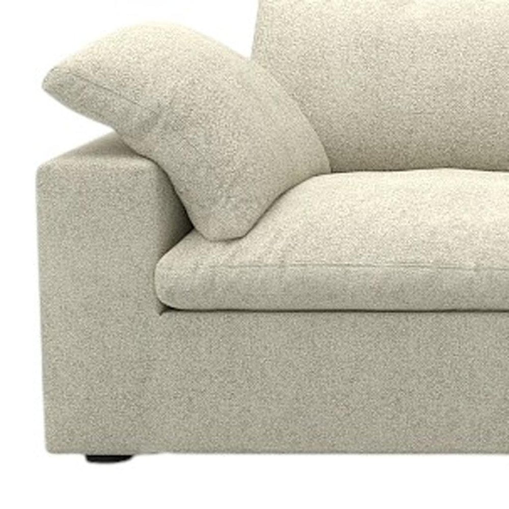 White Linen Blend Modular Sofa with Toss Pillows - 160-inch