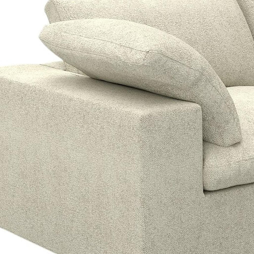 White Linen Blend Modular Loveseat and Toss Pillows - 80-inch
