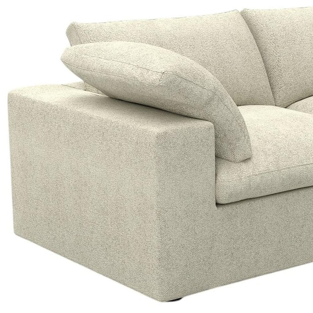 White Linen Blend Modular Loveseat and Toss Pillows - 80-inch