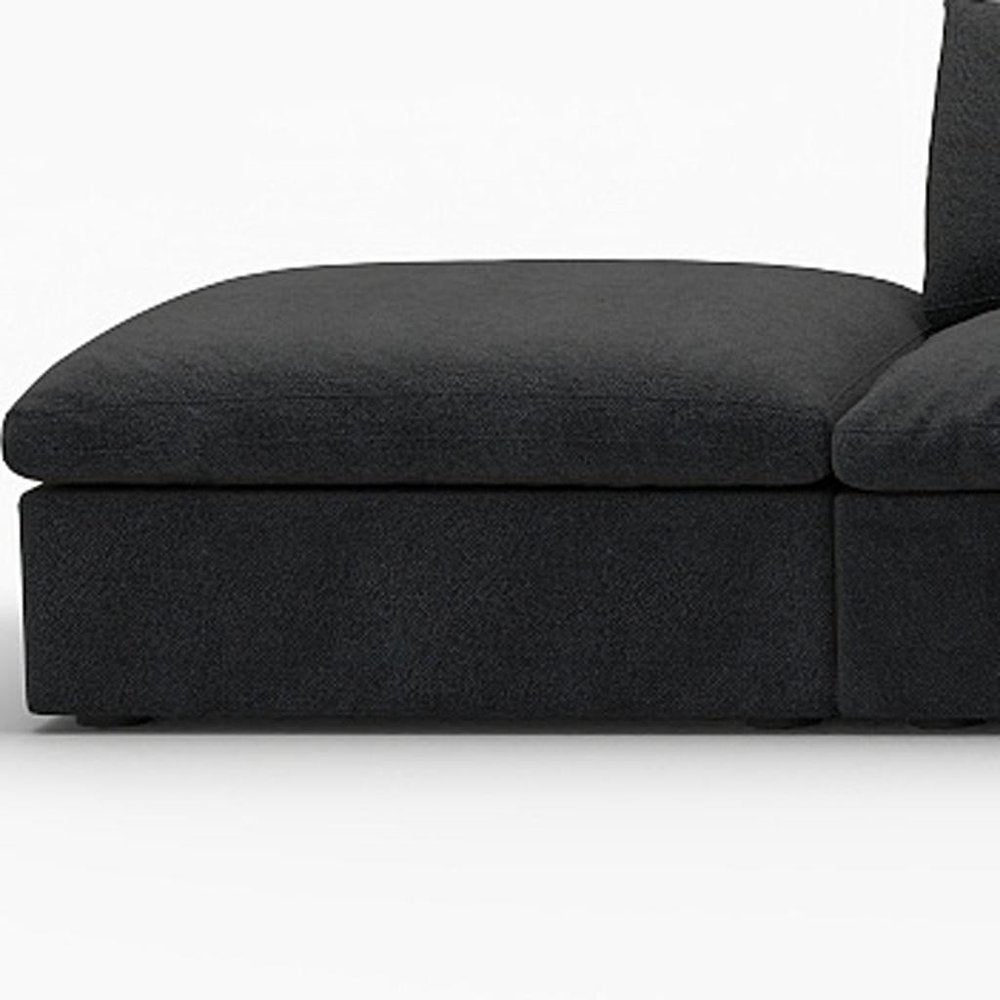 Black Linen Blend Modular Armless Sofa with Ottomans and Storage