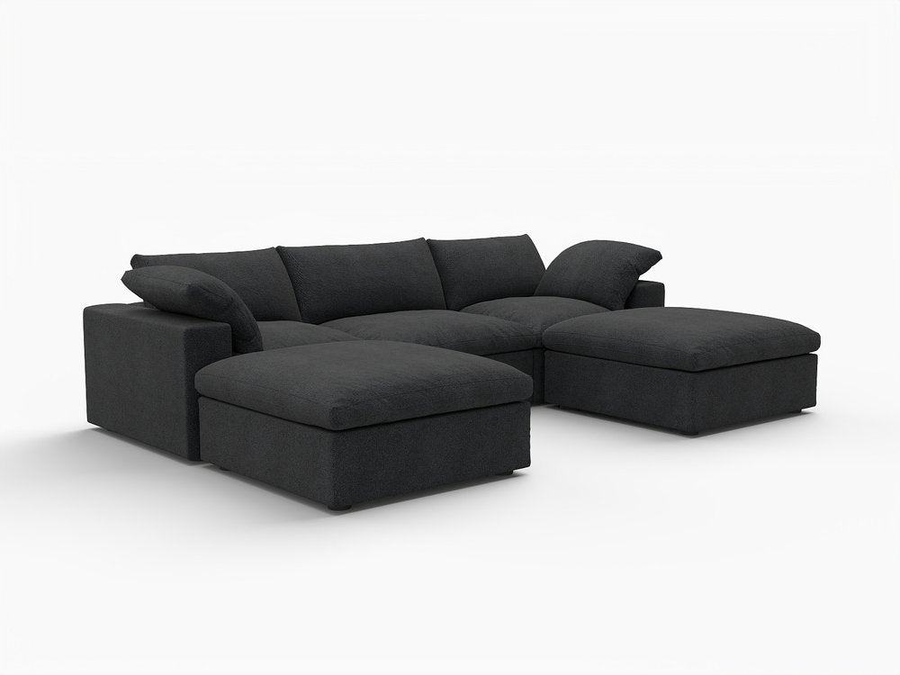 Light Gray Linen Blend Modular Universal Sofa with Ottoman and Storage