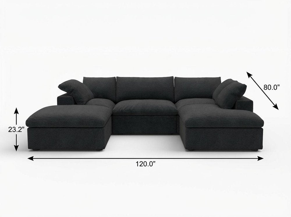 Light Gray Linen Blend Modular Universal Sofa with Ottoman and Storage