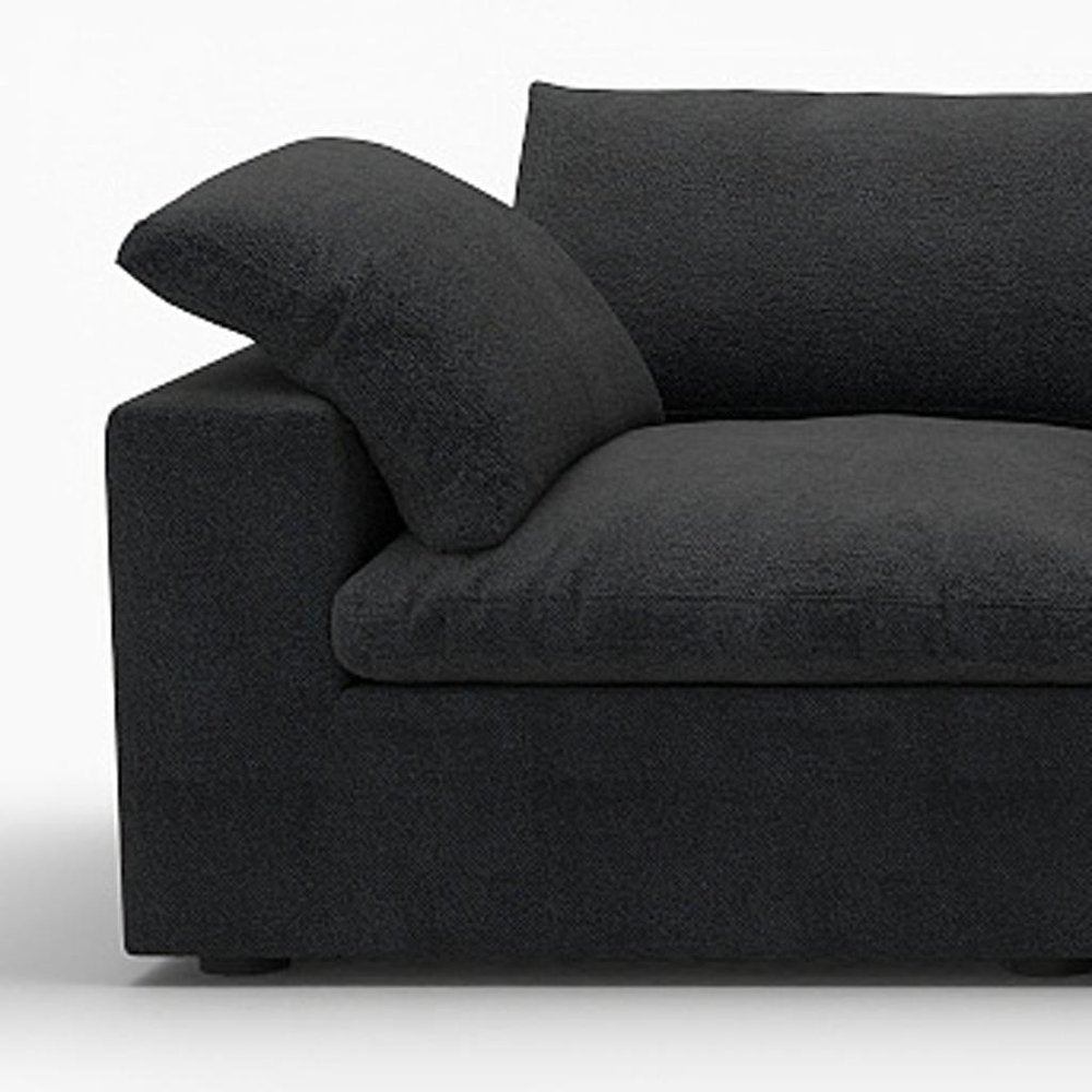 White Linen Blend Modular Sofa with Toss Pillows - 160-inch