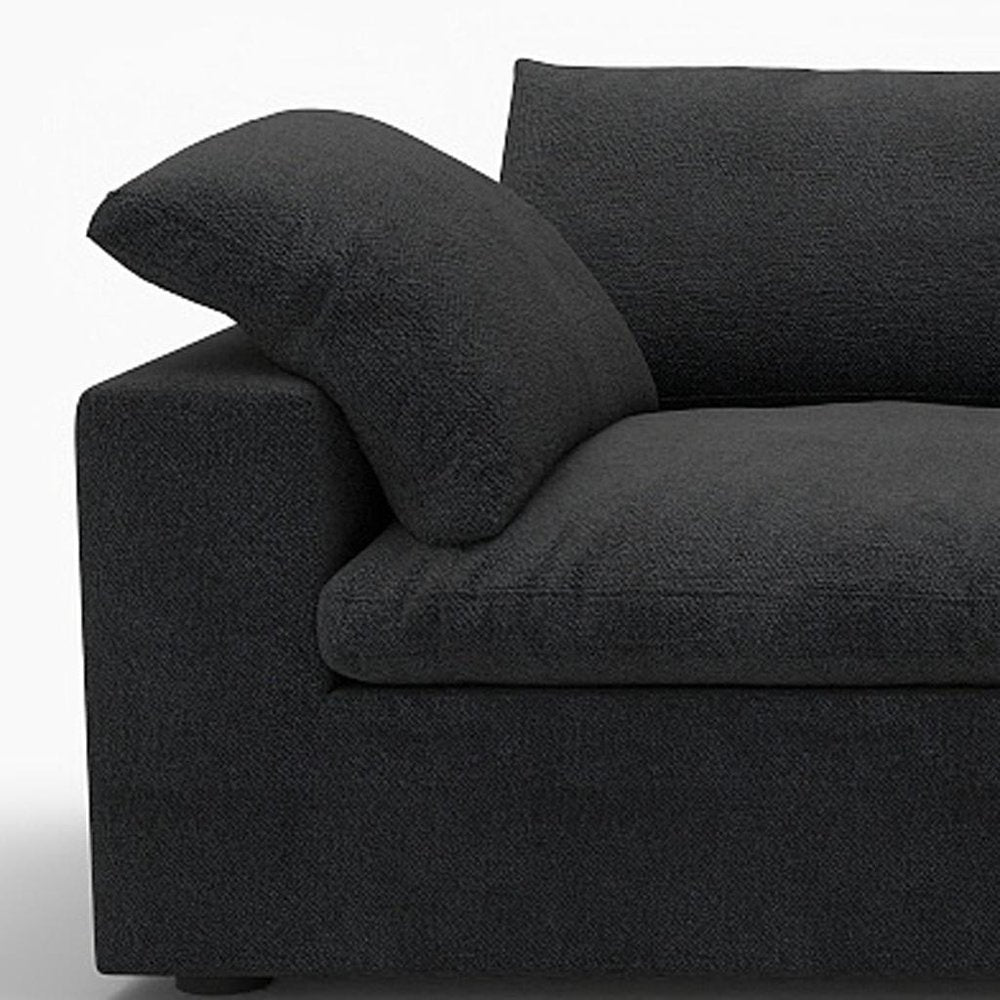 Black Linen Blend Modular Sofa with Toss Pillows - 120-inch