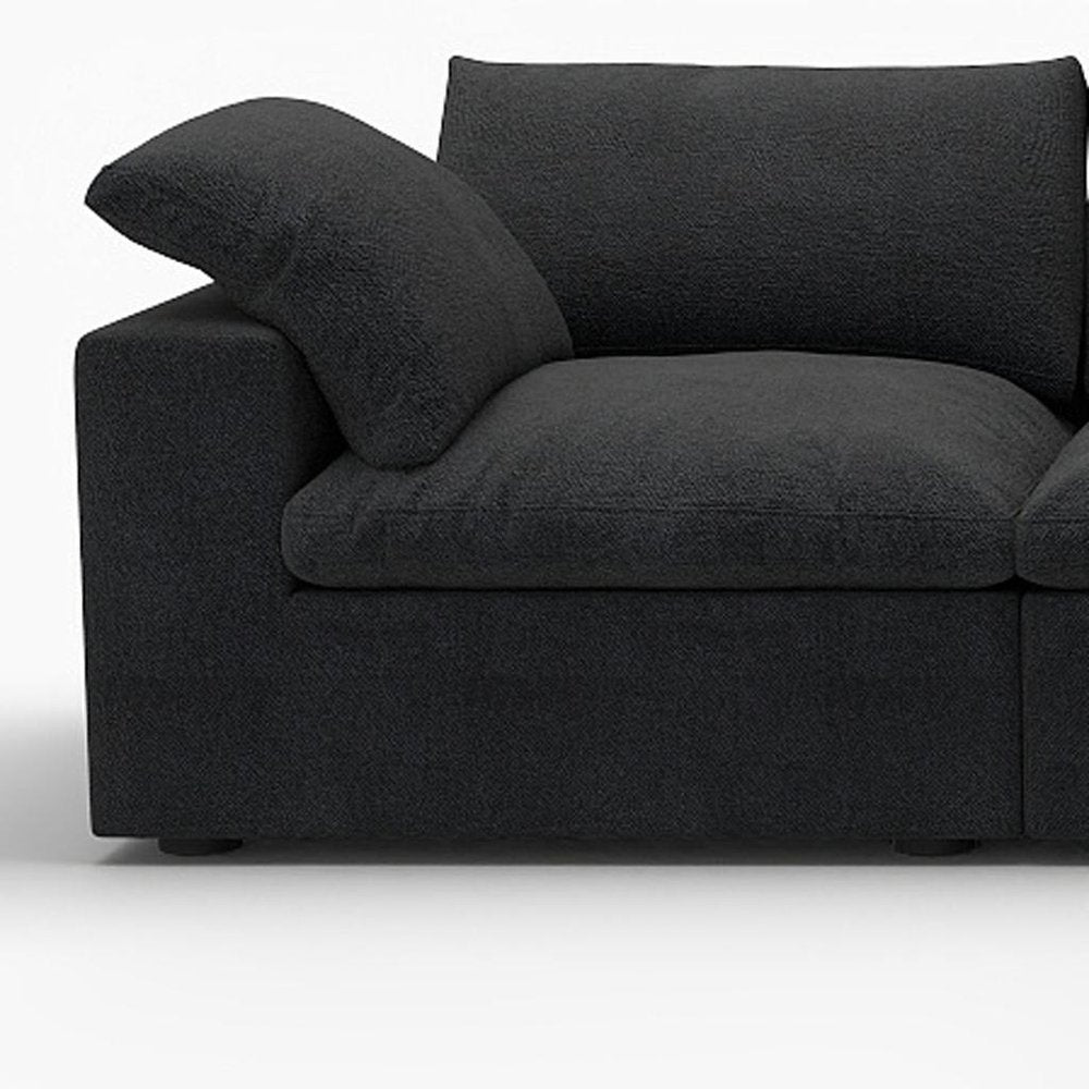 Black Linen Blend Modular Sofa with Ottoman and Storage - 120-inch