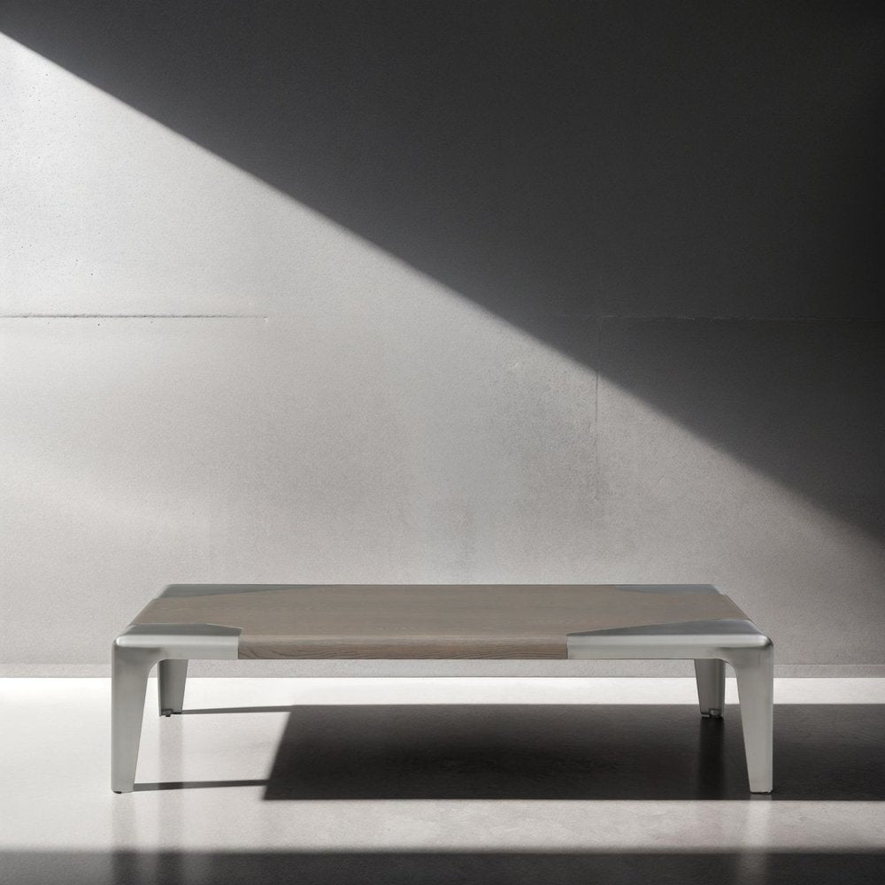 Light Gray and Silver Wood and Stainless Steel Coffee Table - 57-inch