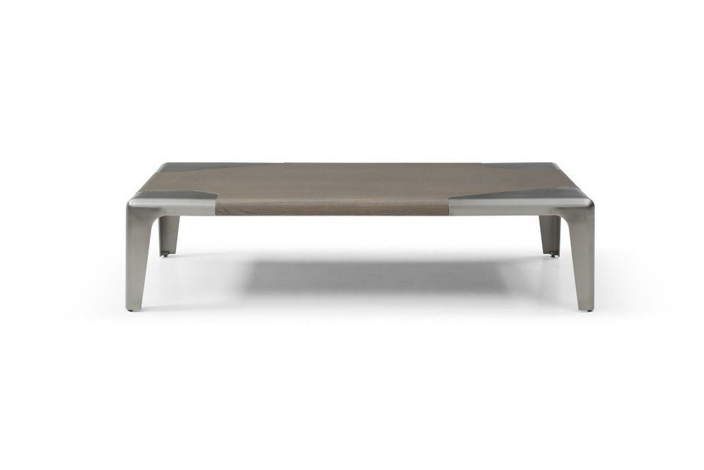 Light Gray and Silver Wood and Stainless Steel Coffee Table - 57-inch