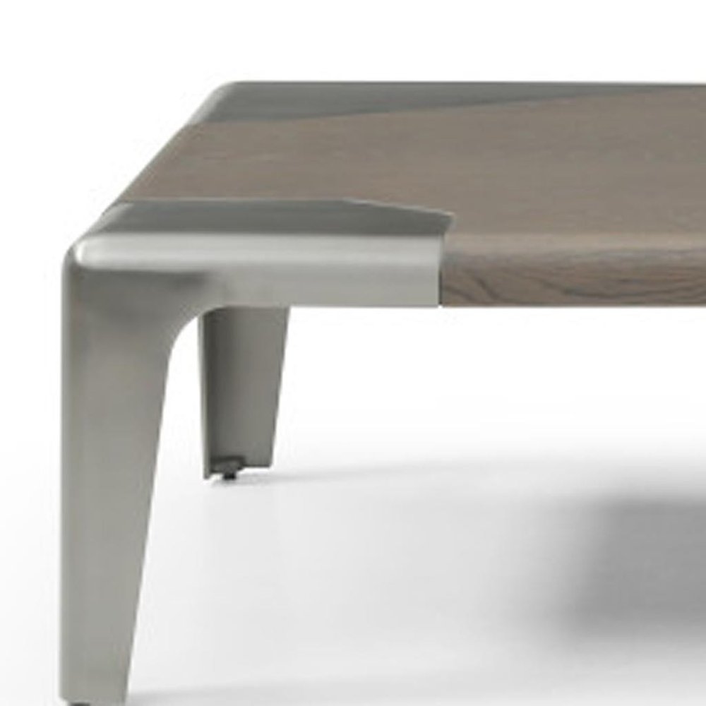 Light Gray and Silver Wood and Stainless Steel Coffee Table - 57-inch