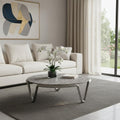 Gray and Silver Wood and Stainless Steel Round Coffee Table - 43-inch