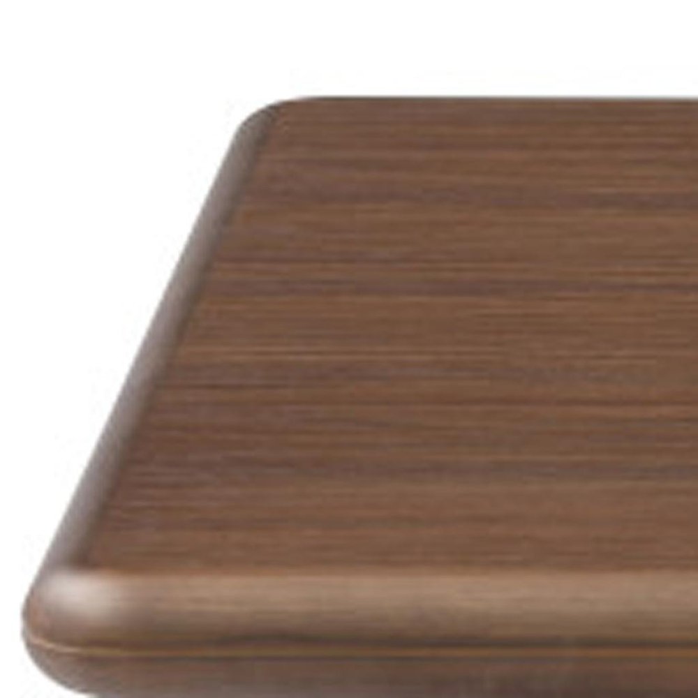 Brown and Silver Wood and Stainless Steel Square Pedestal Coffee Table