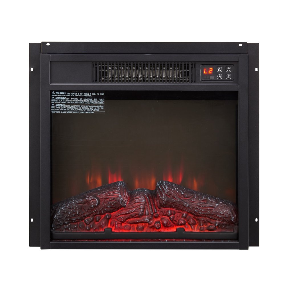 Black Metal Electric Fireplace - 18-inch
