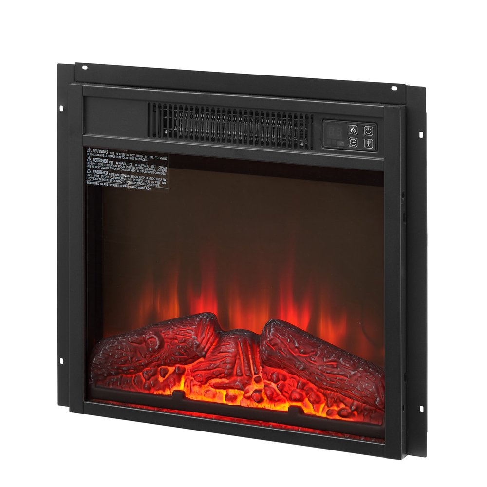Black Metal Electric Fireplace - 18-inch