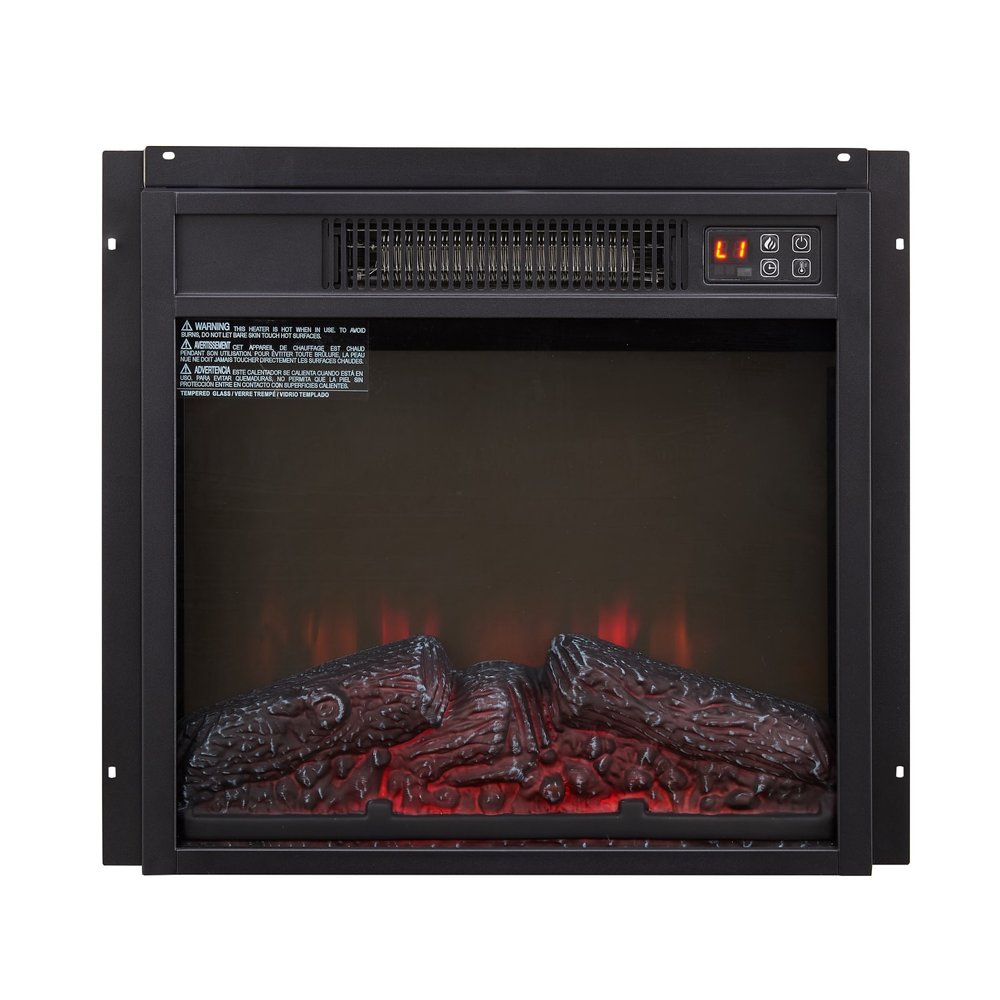 Black Metal Electric Fireplace - 18-inch