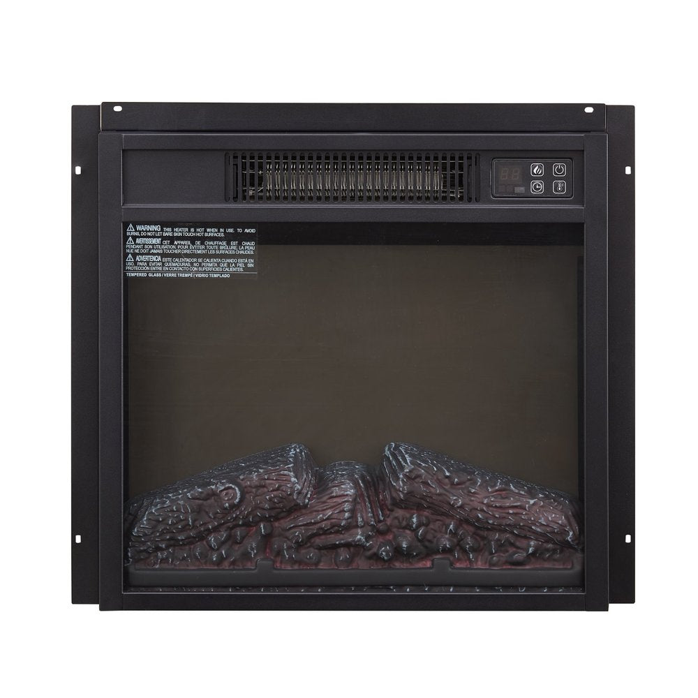 Black Metal Electric Fireplace - 18-inch