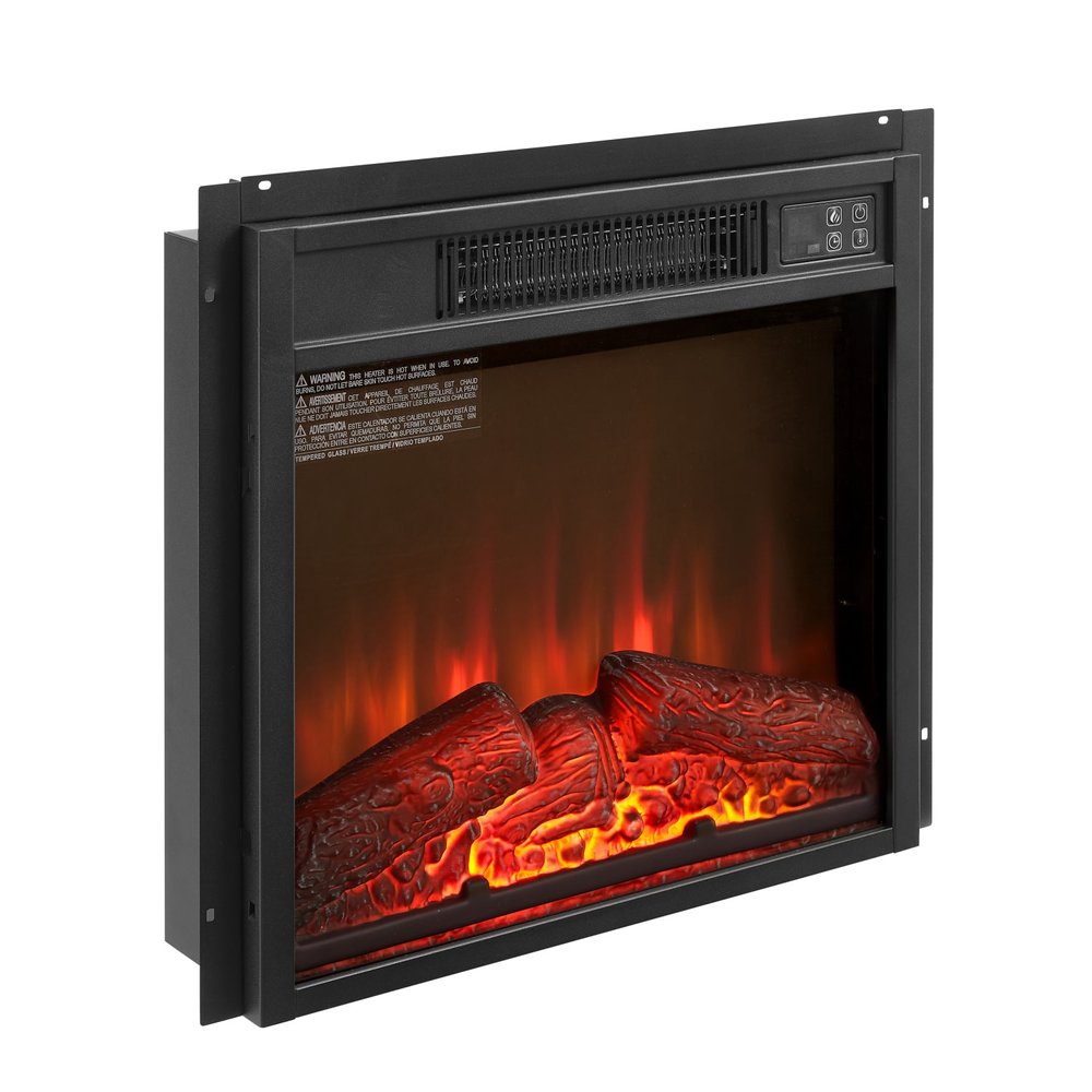 Black Metal Electric Fireplace - 18-inch