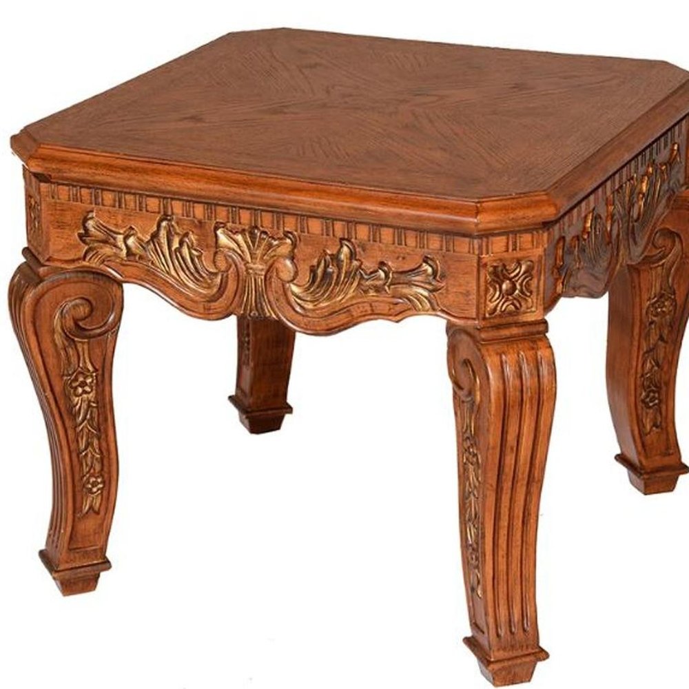 Oak Wood Square End Table - 23-inch