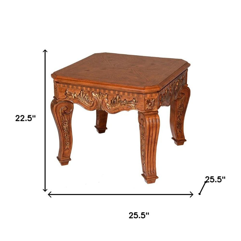 Oak Wood Square End Table - 23-inch