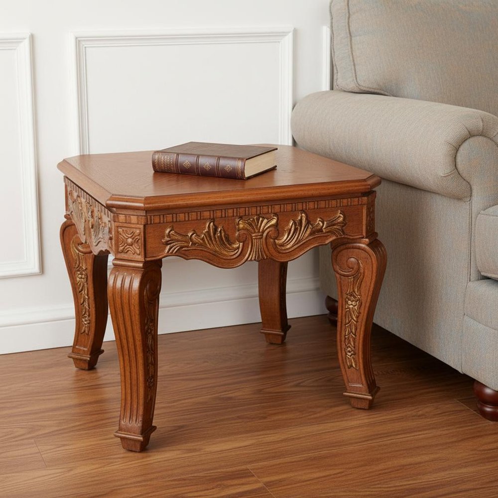 Oak Wood Square End Table - 23-inch