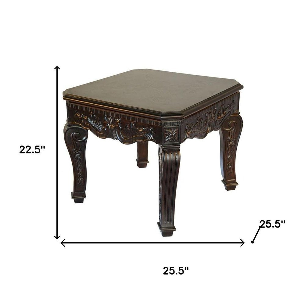 Espresso Wood Square End Table - 23-inch
