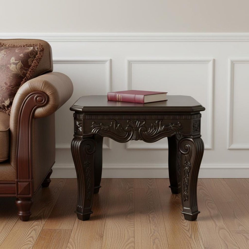 Espresso Wood Square End Table - 23-inch