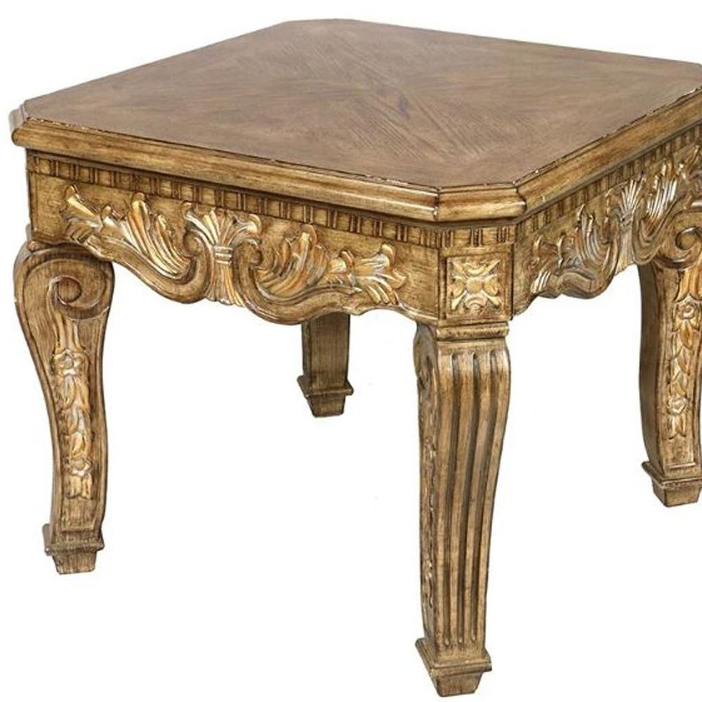 Golden Brown Wood Square End Table - 23-inch