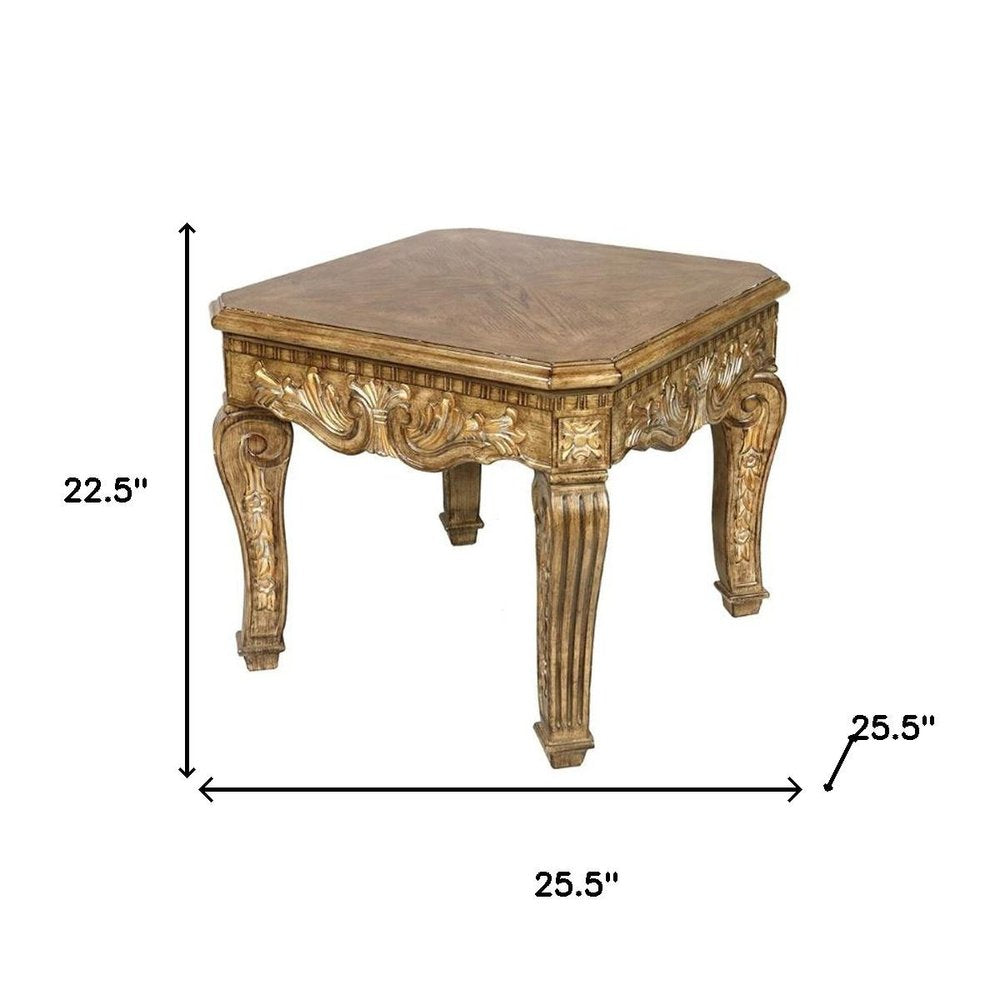 Golden Brown Wood Square End Table - 23-inch