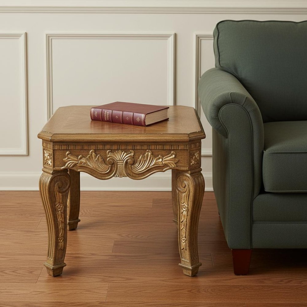 Golden Brown Wood Square End Table - 23-inch