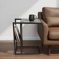 Gray Black and Brown Marble and Iron End Table with Magazine Holder