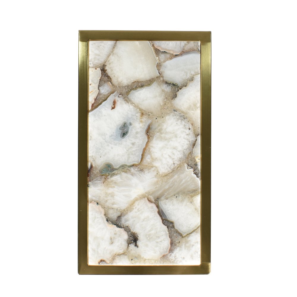 Gold and Ivory Marble and Iron End Table - 24-inch