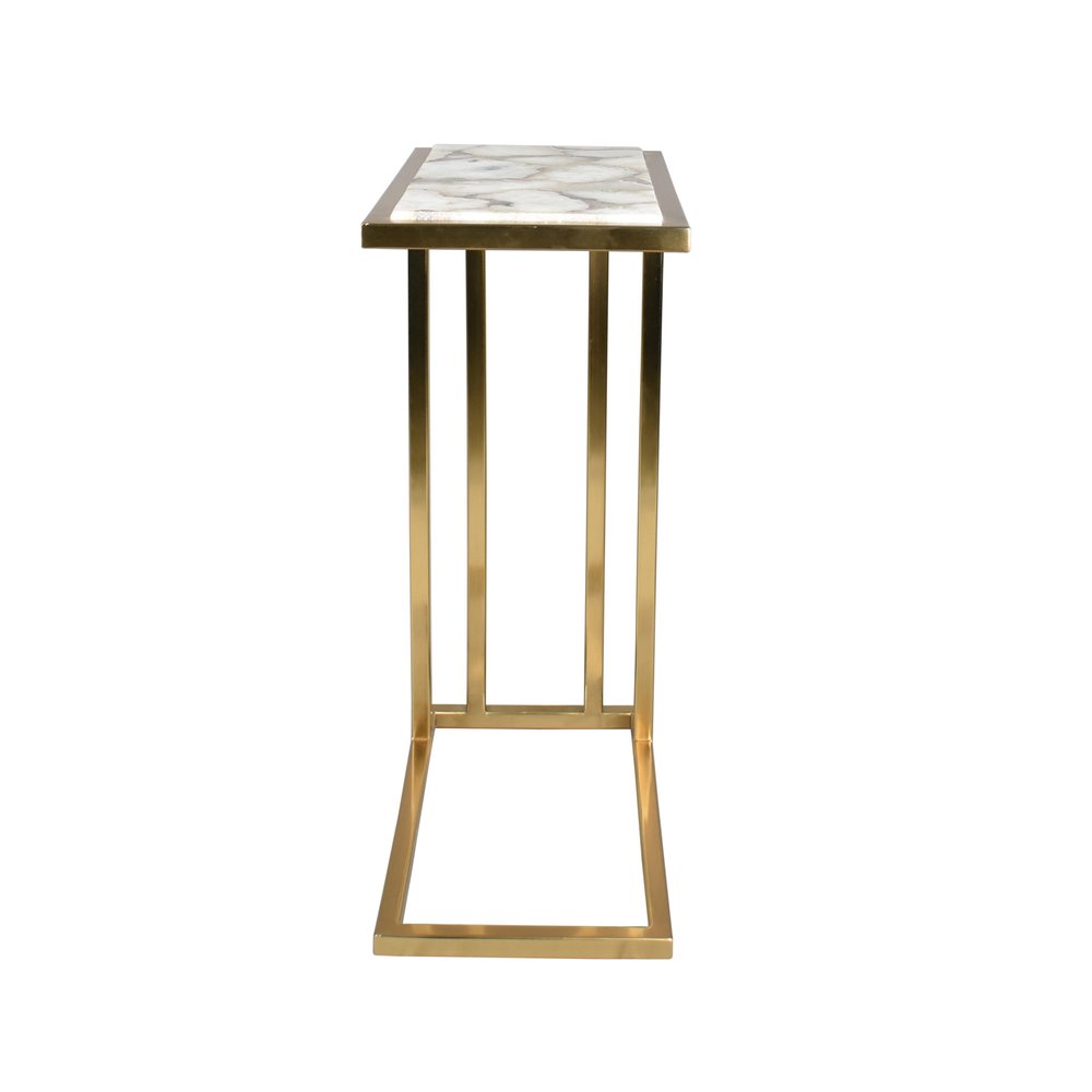 Gold and Ivory Marble and Iron End Table - 24-inch