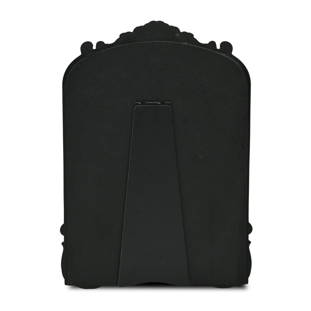 Black Solid Wood Scalloped Framed Makeup Shaving Tabletop Mirror - 12-inch